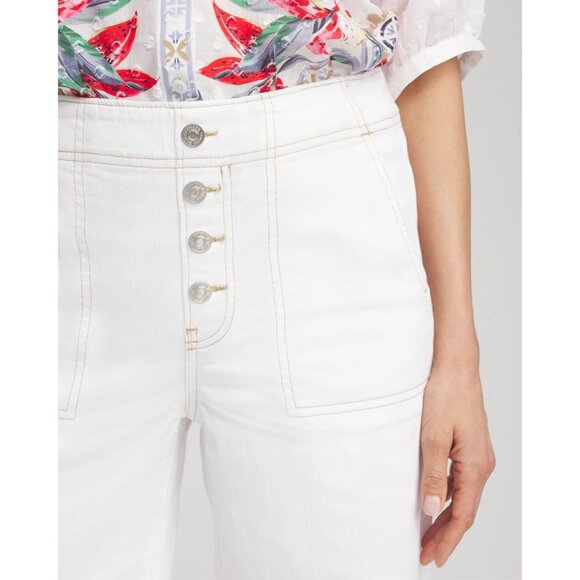 NWT Chico's Womens Petite Size 10 10P No Stain Pull-On Wide Leg Cropped Jean NEW - Picture 2 of 4